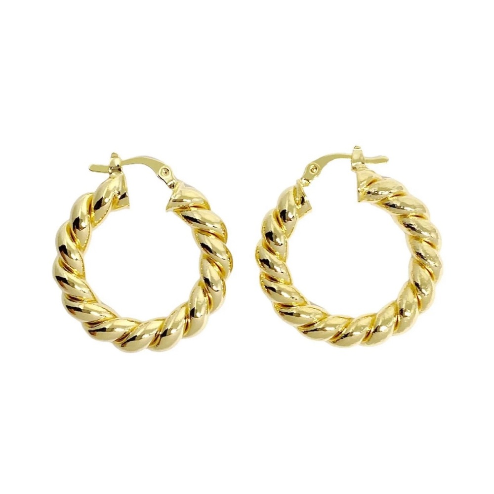 18k Gold Filled Twisted Tube Hoop Earrings Croissant Hoop Earrings Waterproof